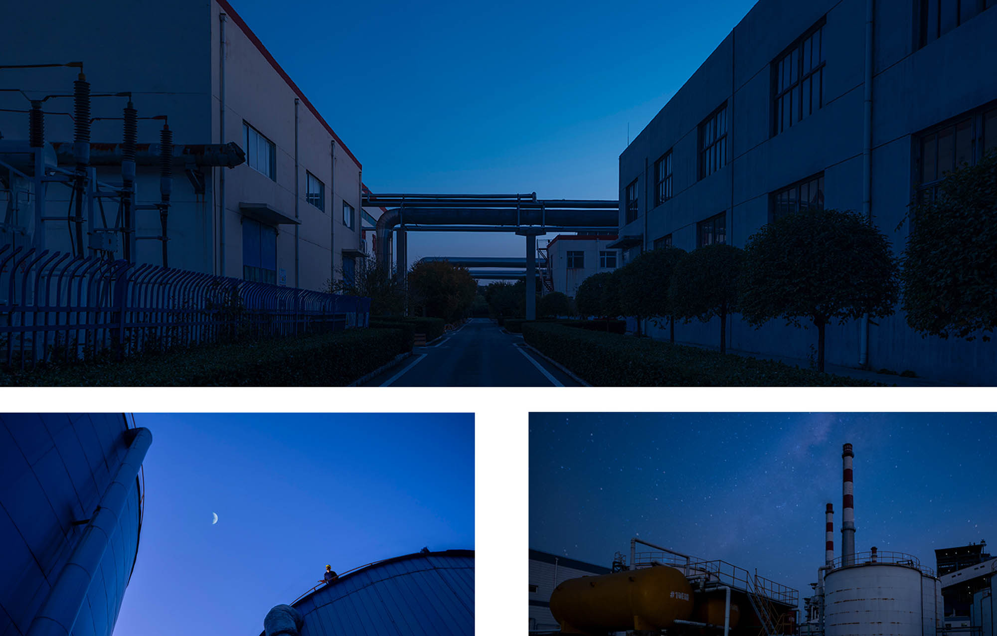 万浦中国热电厂厂区夜景与工业管廊